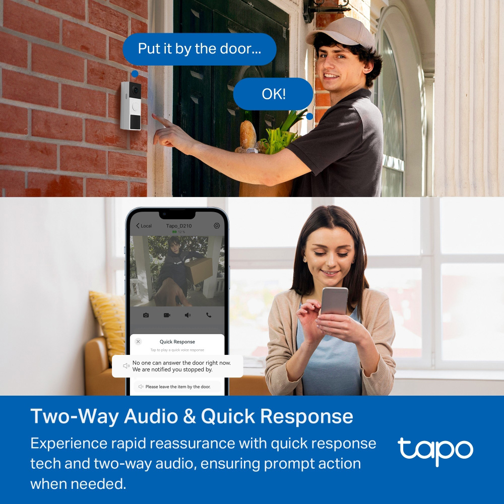 TP-LINK smart κουδούνι με κάμερα Tapo D210, 2K/3MP, WiFi, 6400mAh, IP65, V2.0 - Image 7
