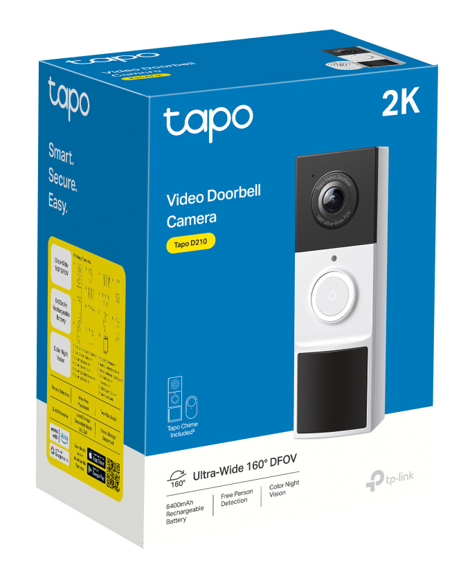 TP-LINK smart κουδούνι με κάμερα Tapo D210, 2K/3MP, WiFi, 6400mAh, IP65, V2.0 - Image 9