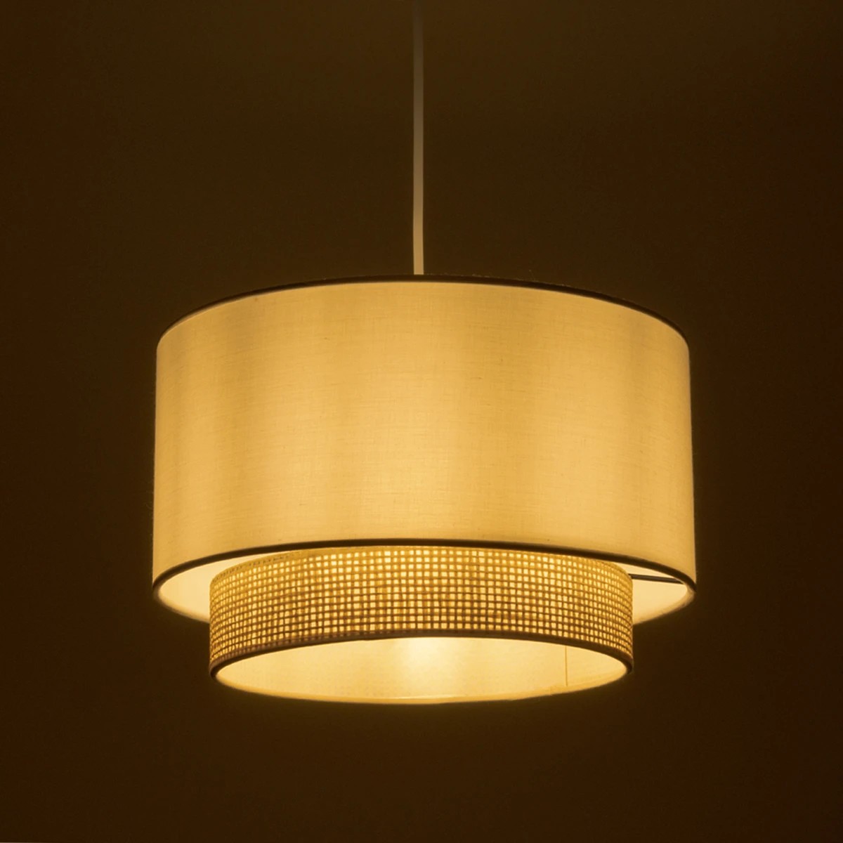 LEDTM® BASIL 204-0197 Μοντέρνο Κρεμαστό Φωτιστικό Οροφής με Ντουί 1 x E27 AC 220-240V IP20 - Μπεζ & Χρυσό - Μ30 x Π30 x Υ20cm - Image 2