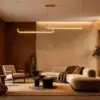 kelvo® LINARIA KLV-101-0260-V2 Κρεμαστό Φωτιστικό Οροφής LED 72W 7200lm 180° AC 220-240V IP20 Ρυθμιζόμενο Λευκό CCT με Χειριστήριο από 2700K έως 6000K Dimmable - Lumileds SMD Chip - Χρυσό Πλατίνα - Μ212 x Π4 x Υ20cm - 3 Χρόνια Εγγύηση