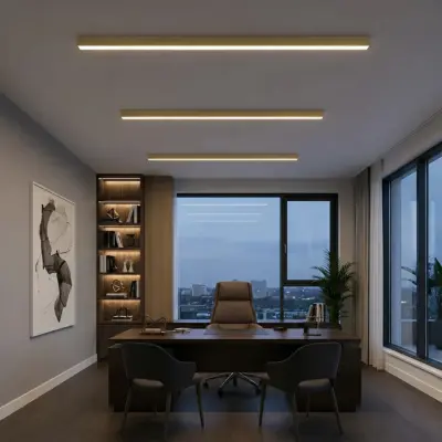 kelvo® ORION KLV-101-0364-V2 Γραμμικό Φωτιστικό Οροφής LED 72W 7200lm 120° AC 220-240V IP20 Ρυθμιζόμενο Λευκό CCT με Χειριστήριο από 2700K έως 6000K Dimmable - Lumileds SMD Chip - Χρυσό Πλατίνα - Μ120 x Π5 x Υ7cm - 3 Χρόνια Εγγύηση