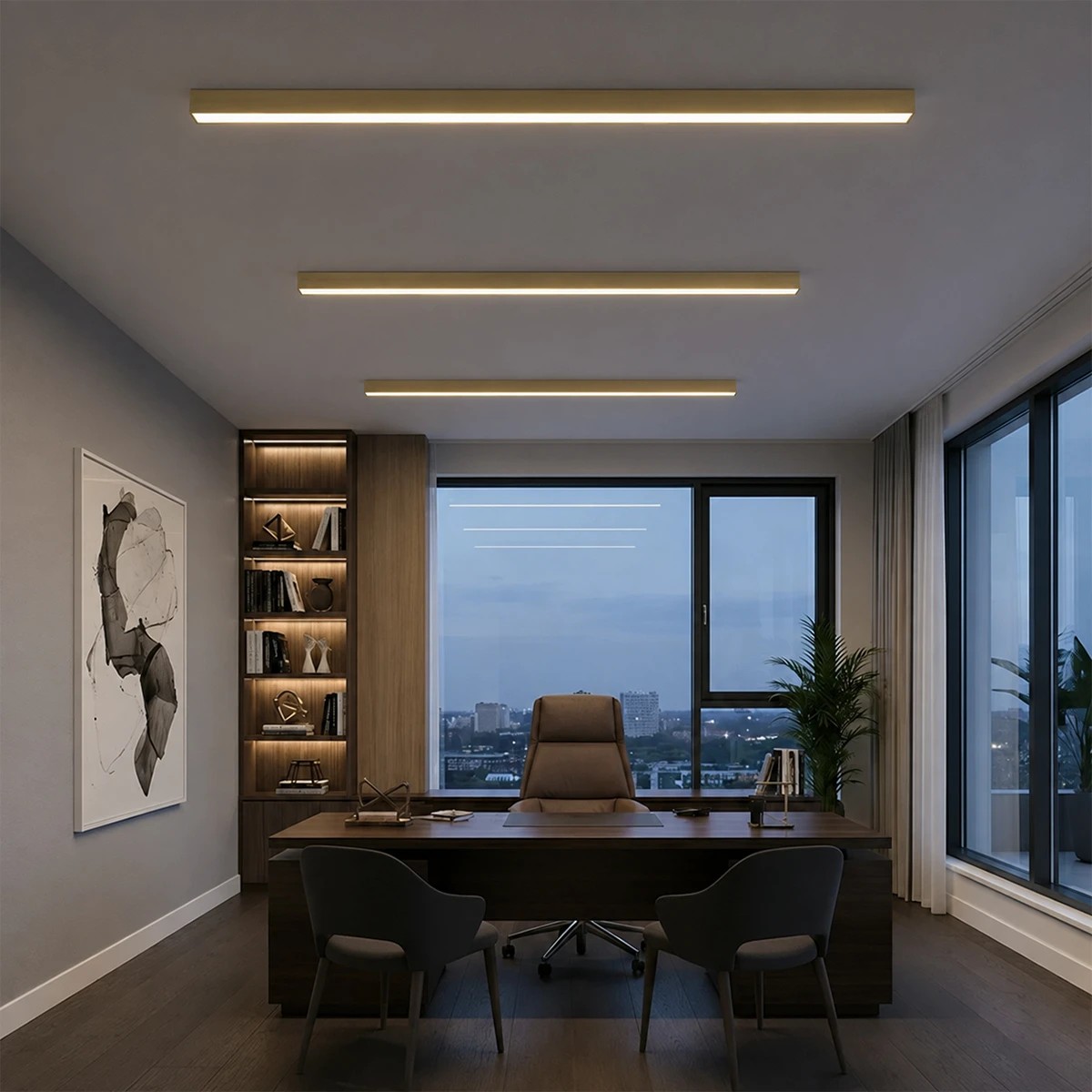 kelvo® ORION KLV-101-0364-V2 Γραμμικό Φωτιστικό Οροφής LED 72W 7200lm 120° AC 220-240V IP20 Ρυθμιζόμενο Λευκό CCT με Χειριστήριο από 2700K έως 6000K Dimmable - Lumileds SMD Chip - Χρυσό Πλατίνα - Μ120 x Π5 x Υ7cm - 3 Χρόνια Εγγύηση