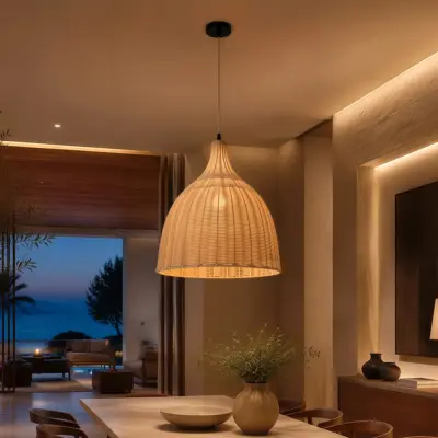 kelvo® BAHAMAS KLV-102-0002 Κρεμαστό Φωτιστικό Οροφής για Λάμπα με Ντουί E27 AC 220-240V IP20 - Μπεζ - Μ45 x Π45 x Υ47cm