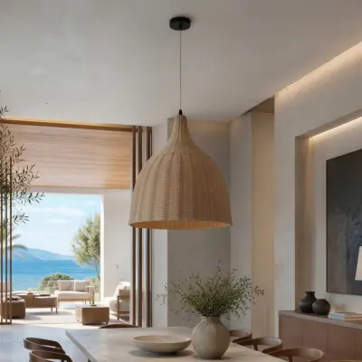 Alternative view of kelvo® BAHAMAS KLV-102-0002 Κρεμαστό Φωτιστικό Οροφής για Λάμπα με Ντουί E27 AC 220-240V IP20 - Μπεζ - Μ45 x Π45 x Υ47cm